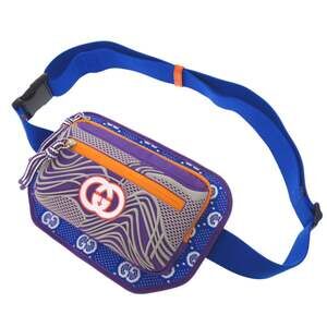 Unused Gucci GG Nylon Belt Waist Bag 752102 Rubber Blue Purple Orange Body 1353